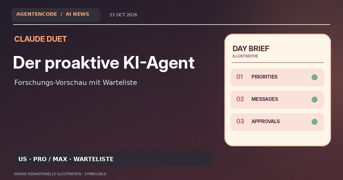 Claude Duet: Anthropic startet proaktiven KI-Agenten mit Warteliste – eigene redaktionelle Konzeptillustration
