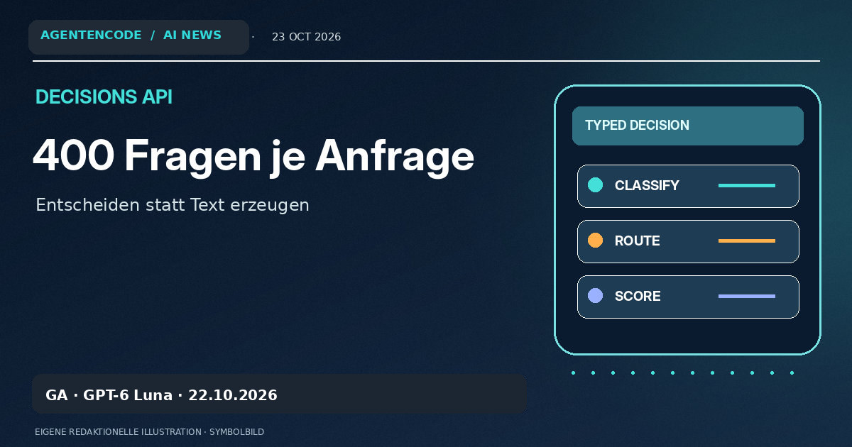 OpenAI Decisions API ist live: 400 KI-Entscheidungen pro Anfrage – eigene redaktionelle Konzeptillustration