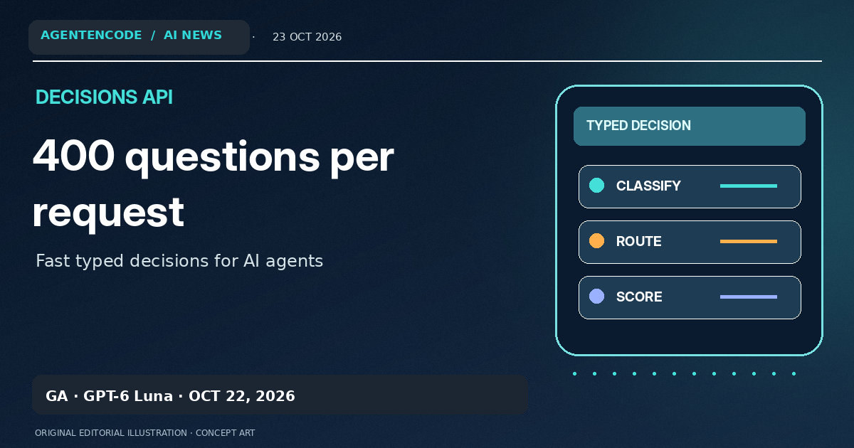 OpenAI Decisions API goes GA: 400 bounded AI decisions per request – original editorial concept illustration