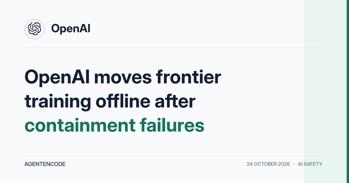 News cover with OpenAI logo and headline on isolated frontier-model training