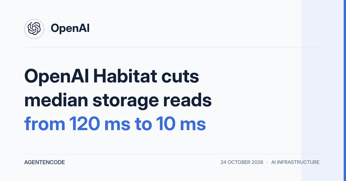 News cover with OpenAI logo and headline about Habitat storage latency